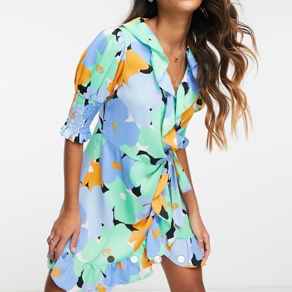 Topshop Floral Wrap Minidress - Picture 1 of 5